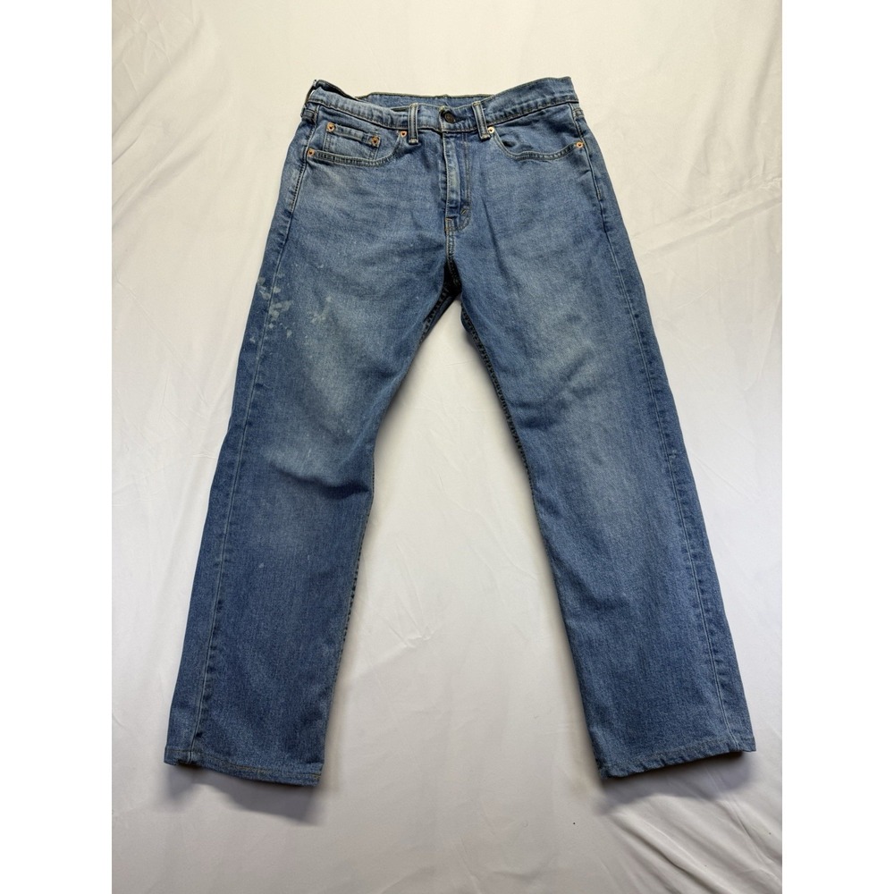 Vintage Levi's 505 Jeans 32x30 medium wash Blue Zip Fly Denim Stains